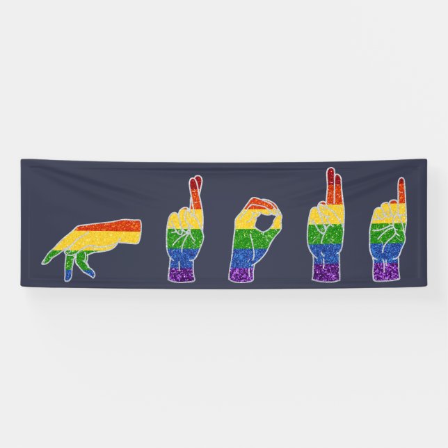 LGBT Glitter Rainbow ASL Proud Banner (Horizontal)