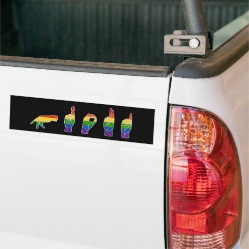 LGBT Glitter Rainbow ASL Proud Bumper Sticker