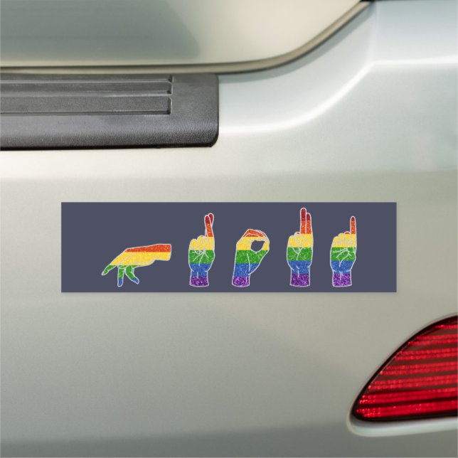 LGBT Glitter Rainbow ASL Proud Car Magnet (In Situ)