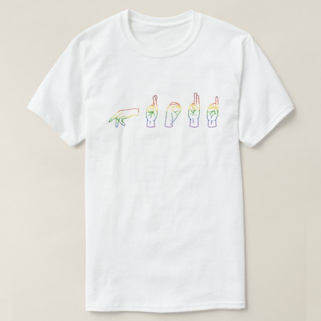 LGBT Glitter Rainbow ASL Proud T-Shirt (Design Front)
