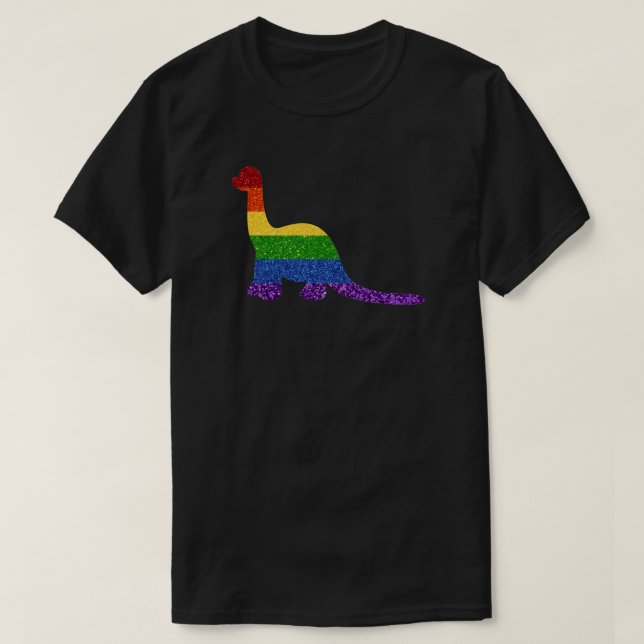 LGBT Glitter Rainbow Dinosaur T-Shirt (Design Front)