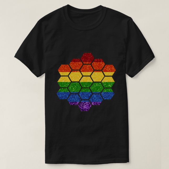 LGBT Glitter Rainbow Honeycomb T-Shirt (Design Front)