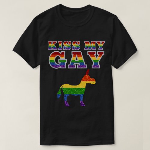 LGBT Glitter Rainbow Kiss My Funny T_Shirt