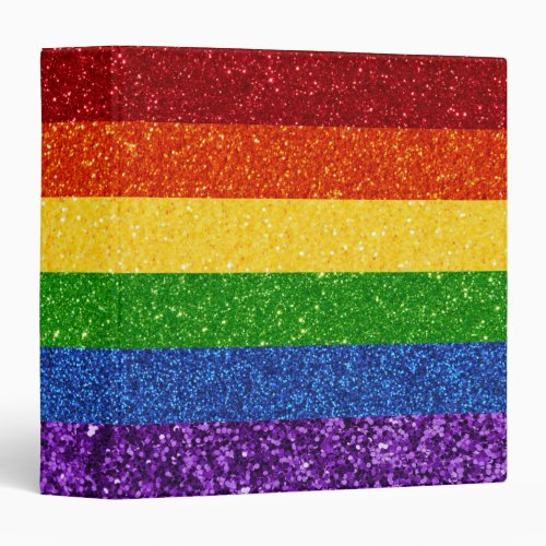 LGBT Glitter Rainbow Pride Flag 3 Ring Binder