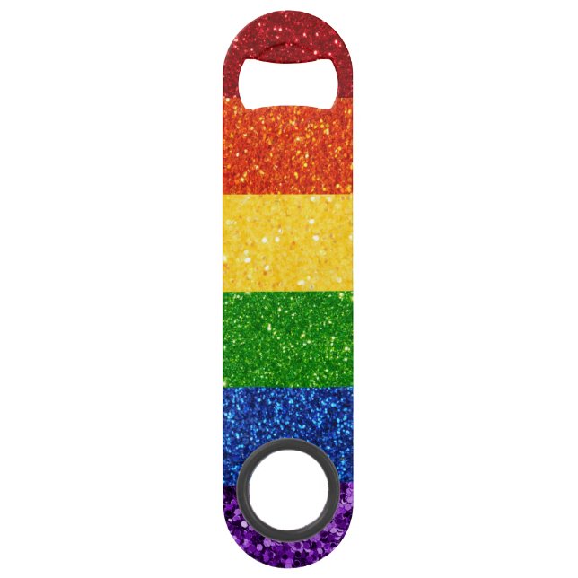 LGBT Glitter Rainbow Pride Flag Bar Key (Front)