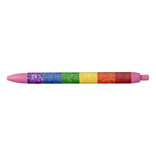 LGBT Glitter Rainbow Pride Flag Black Ink Pen