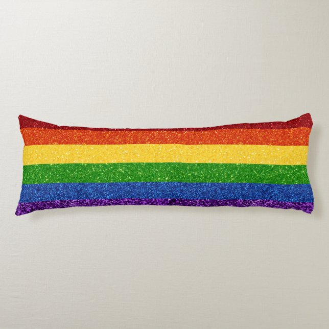 LGBT Glitter Rainbow Pride Flag Body Pillow (Front)