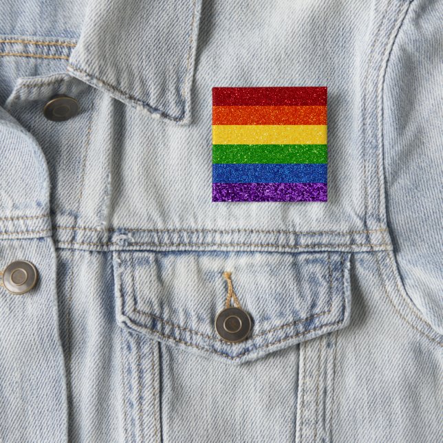 LGBT Glitter Rainbow Pride Flag Button (In Situ)