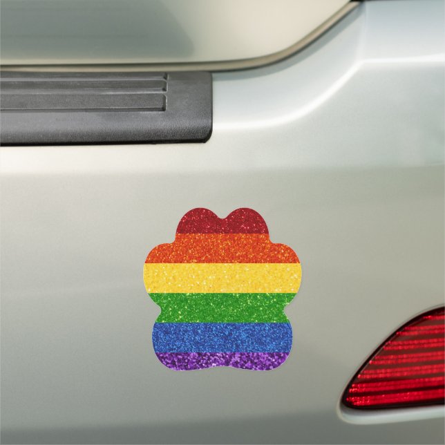 LGBT Glitter Rainbow Pride Flag Car Magnet (In Situ)