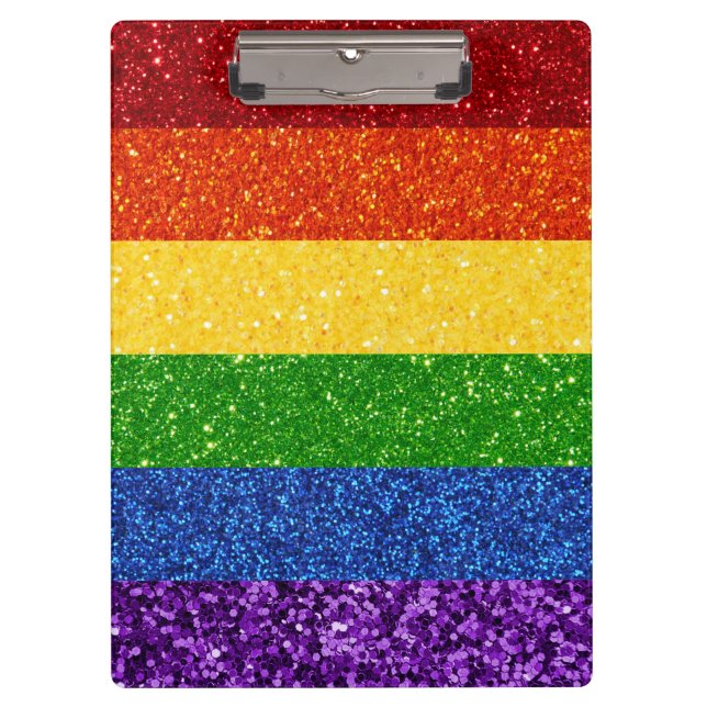 LGBT Glitter Rainbow Pride Flag Clipboard (Front)