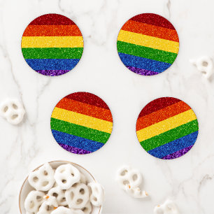 LGBT Glitter Rainbow Pride Flag Coaster Set
