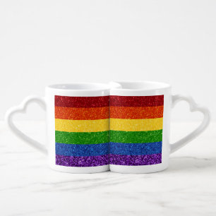LGBT Glitter Rainbow Pride Flag Coffee Mug Set