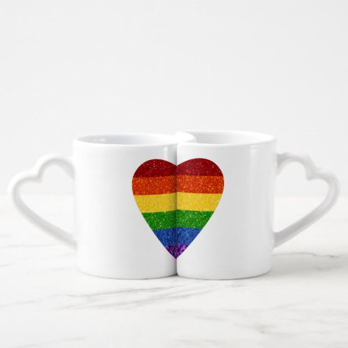 LGBT Glitter Rainbow Pride Flag Coffee Mug Set