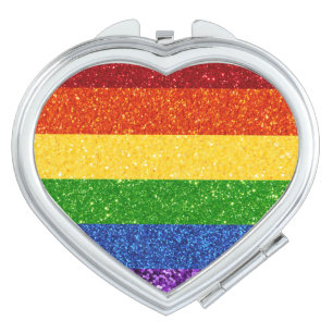 LGBT Glitter Rainbow Pride Flag Compact Mirror