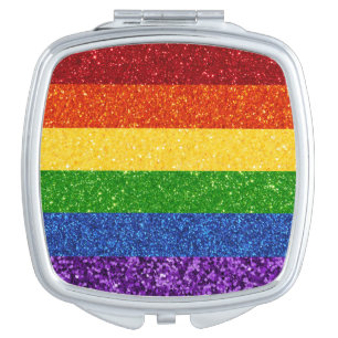 LGBT Glitter Rainbow Pride Flag Compact Mirror
