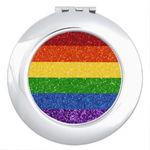 LGBT Glitter Rainbow Pride Flag Compact Mirror