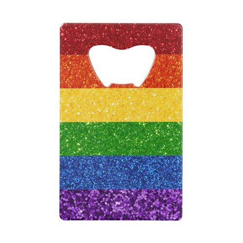 LGBT Glitter Rainbow Pride Flag Credit Card Bottle Opener