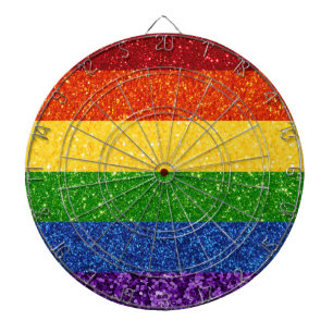 LGBT Glitter Rainbow Pride Flag Dart Board