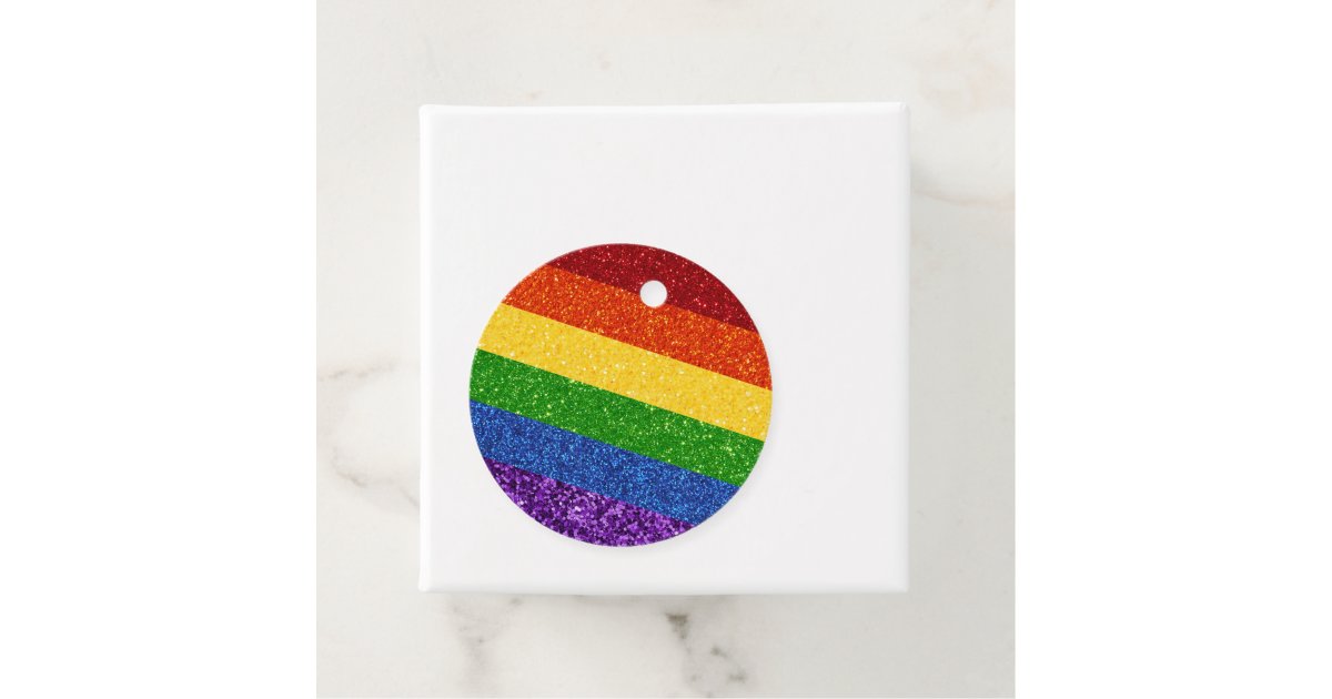 LGBT Glitter Rainbow Pride Flag Favor Tags | Zazzle