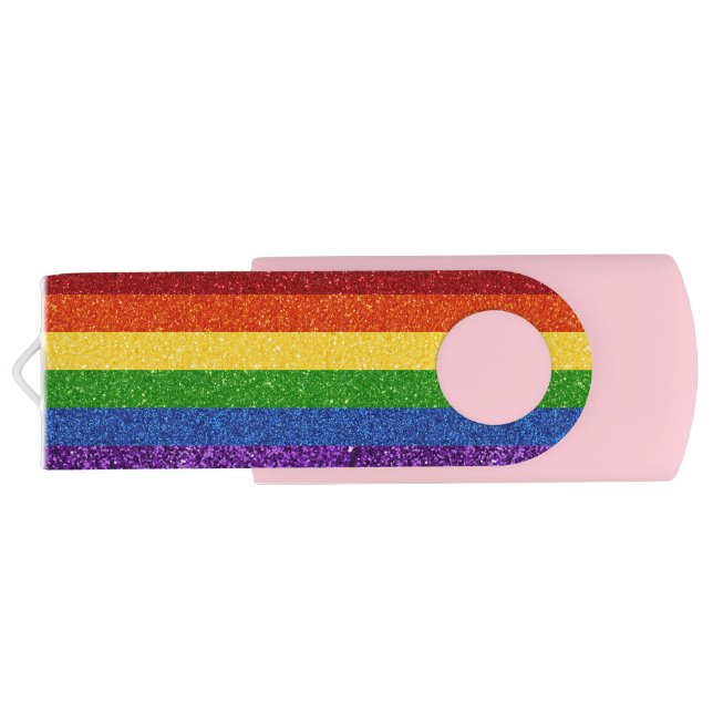 LGBT Glitter Rainbow Pride Flag Flash Drive (Back)