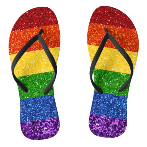 LGBT Glitter Rainbow Pride Flag Flip Flops