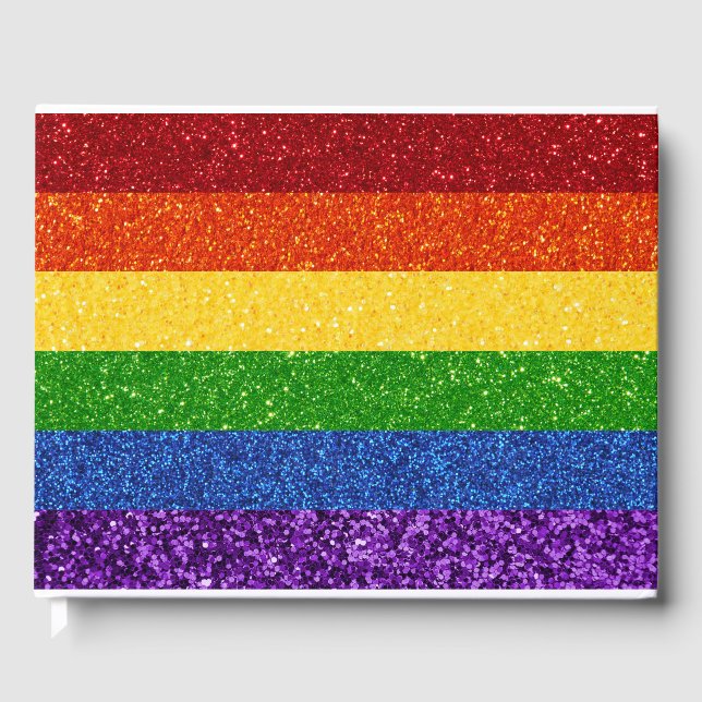 LGBT Glitter Rainbow Pride Flag Guest Book (Front)