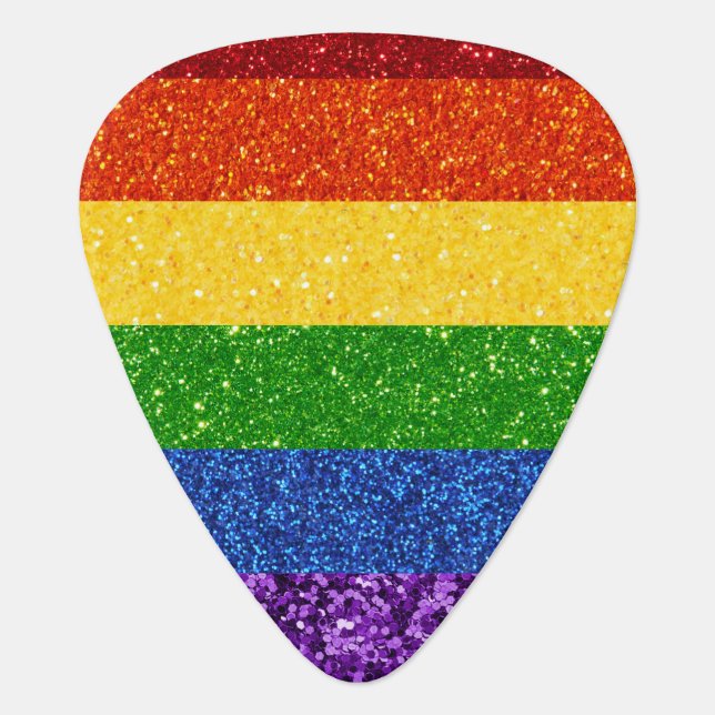 LGBT Glitter Rainbow Pride Flag Guitar Pick (Front)