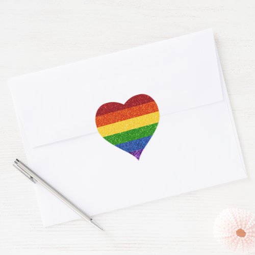 LGBT Glitter Rainbow Pride Flag Heart Sticker