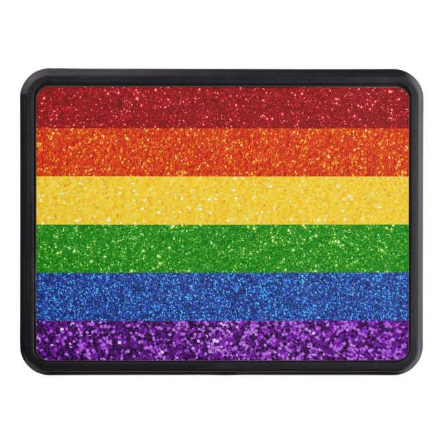 LGBT Glitter Rainbow Pride Flag Hitch Cover (Front)