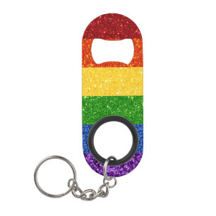 LGBT Glitter Rainbow Pride Flag Keychain Bottle Opener