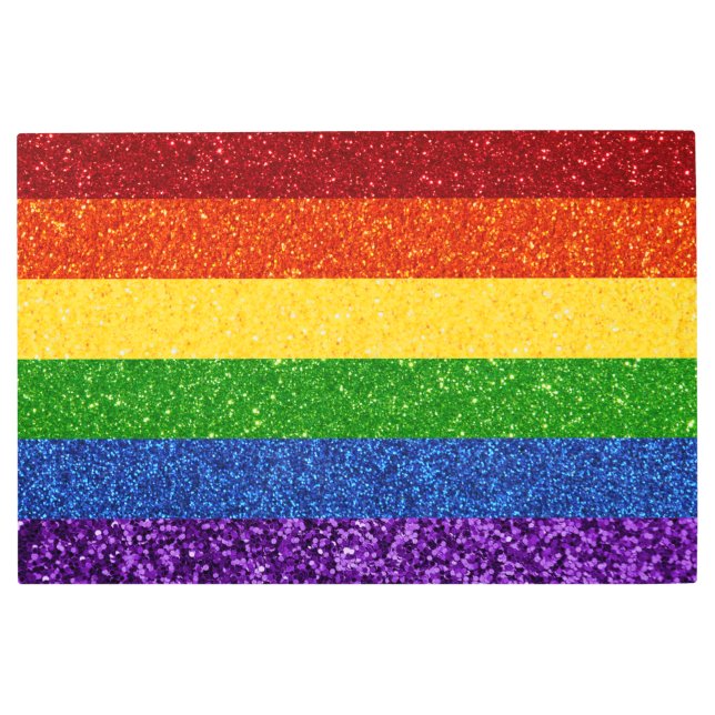 LGBT Glitter Rainbow Pride Flag Metal Print (Front)