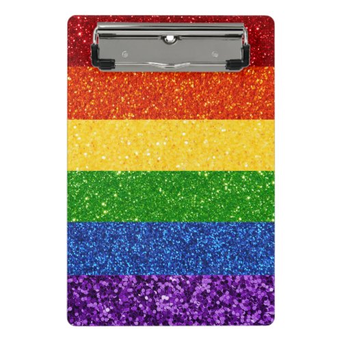 LGBT Glitter Rainbow Pride Flag Mini Clipboard