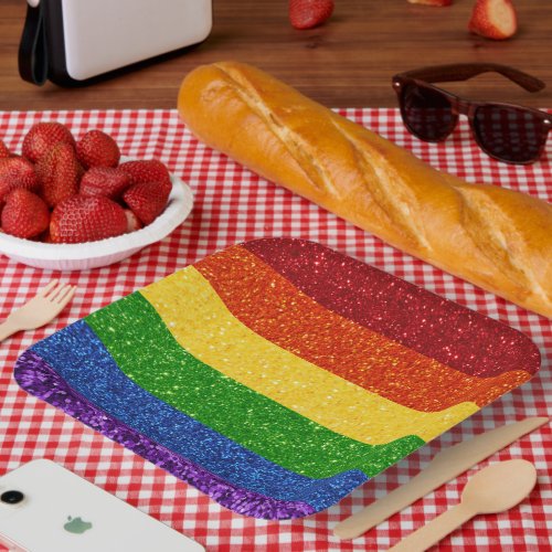 LGBT Glitter Rainbow Pride Flag Paper Plates