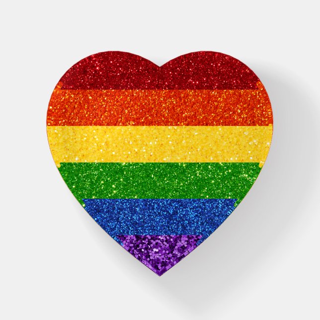 LGBT Glitter Rainbow Pride Flag Paperweight (Front)