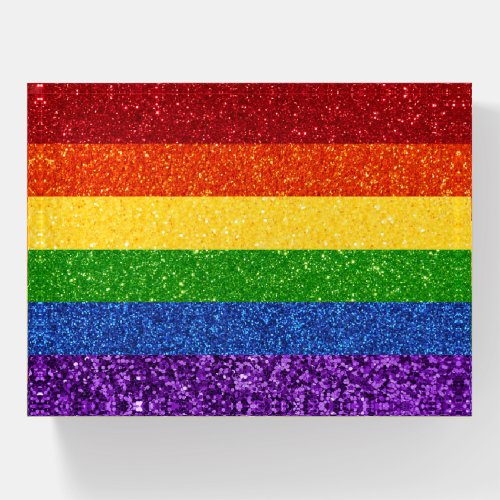 LGBT Glitter Rainbow Pride Flag Paperweight