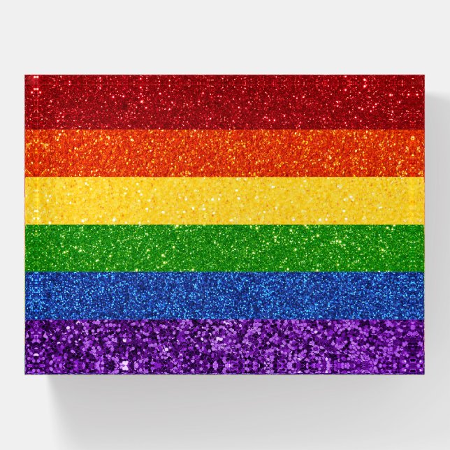 LGBT Glitter Rainbow Pride Flag Paperweight (Front)
