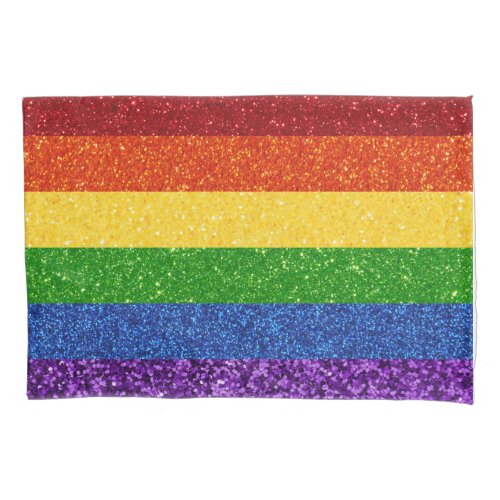 LGBT Glitter Rainbow Pride Flag Pillow Case