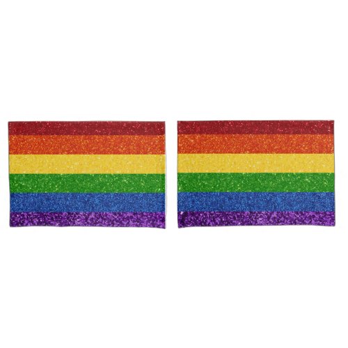 LGBT Glitter Rainbow Pride Flag Pillow Case