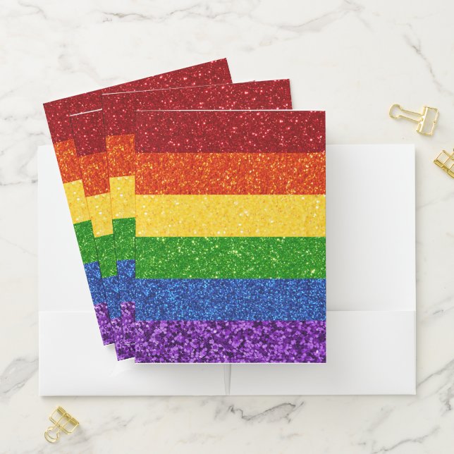 LGBT Glitter Rainbow Pride Flag Pocket Folder (In Situ)
