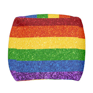 LGBT Glitter Rainbow Pride Flag Pouf