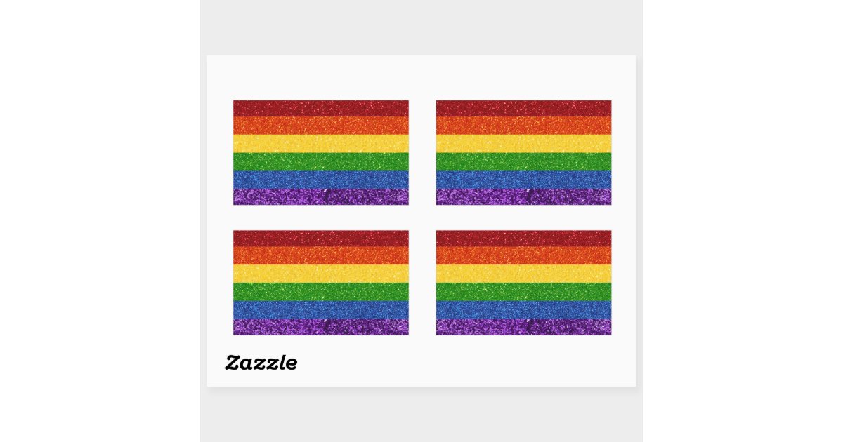 LGBT Glitter Rainbow Pride Flag Rectangular Sticker | Zazzle