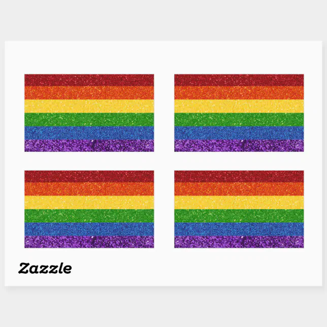 LGBT Glitter Rainbow Pride Flag Rectangular Sticker | Zazzle