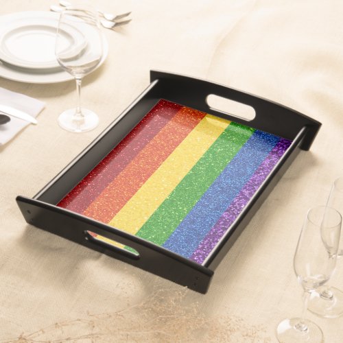 LGBT Glitter Rainbow Pride Flag Serving Tray