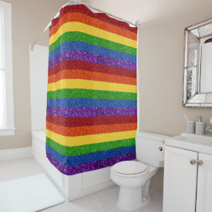 LGBT Glitter Rainbow Pride Flag Shower Curtain