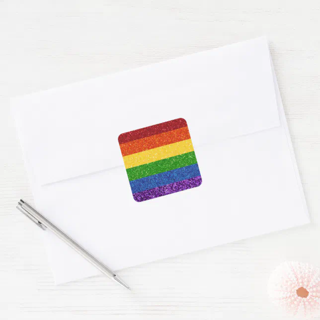 LGBT Glitter Rainbow Pride Flag Square Sticker | Zazzle