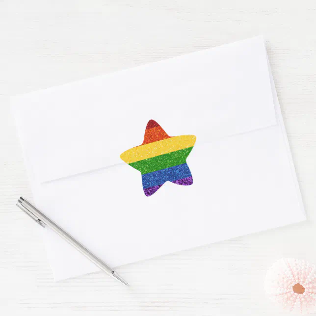 LGBT Glitter Rainbow Pride Flag Star Sticker | Zazzle