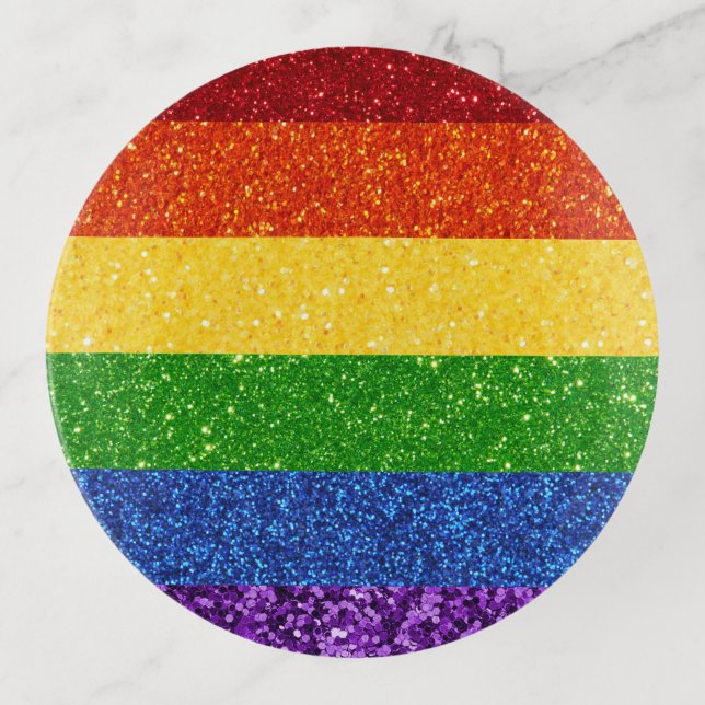 LGBT Glitter Rainbow Pride Flag Trinket Tray (Front)