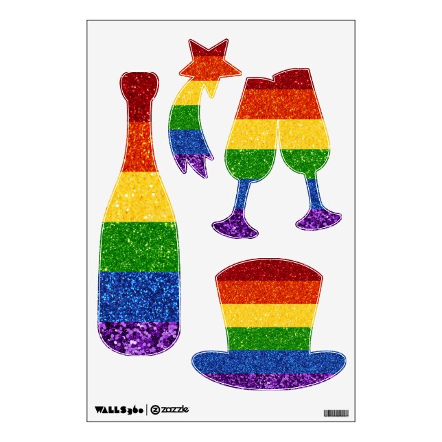 LGBT Glitter Rainbow Pride Flag Wall Decal (Front)