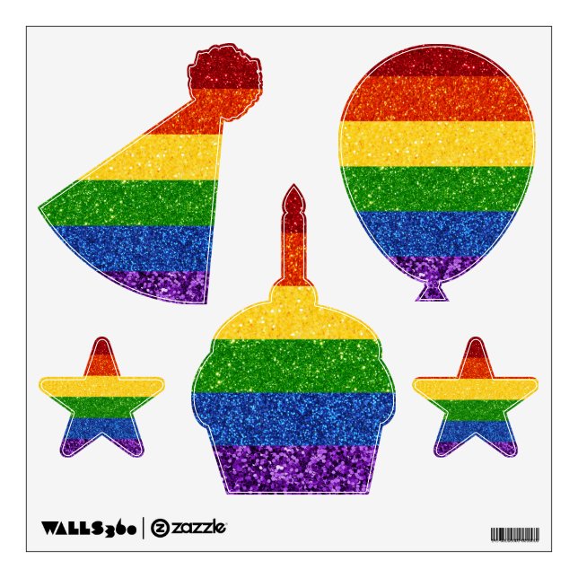 LGBT Glitter Rainbow Pride Flag Wall Decal (Front)