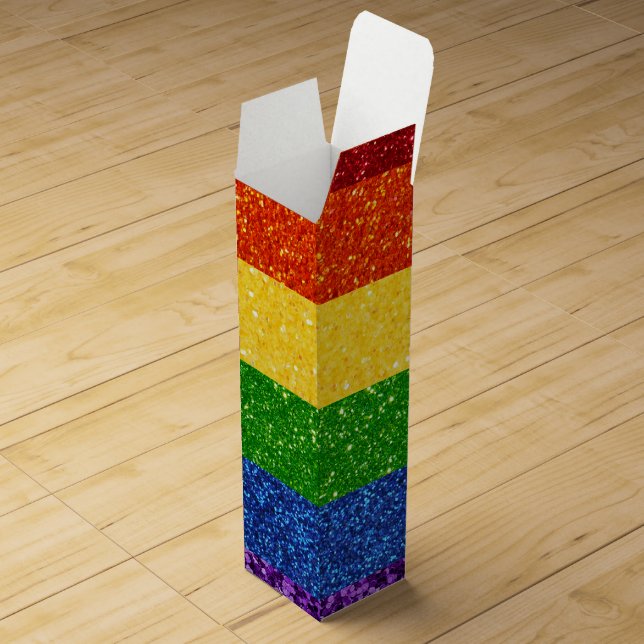 LGBT Glitter Rainbow Pride Flag Wine Box (Opened)